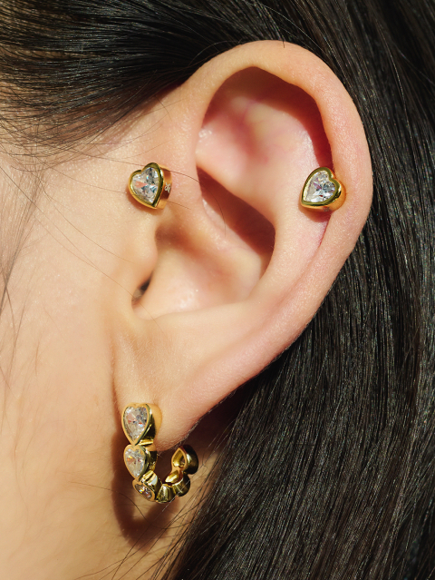 Heart Zirconia フープピアス