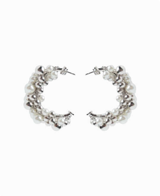 パールミックスフープフリンジピアス