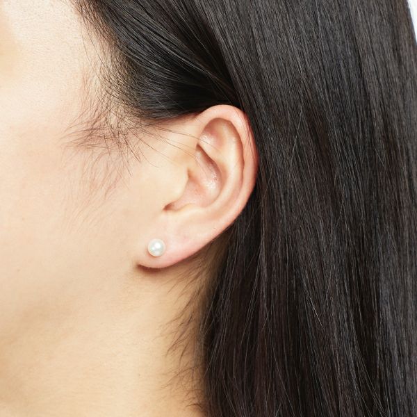 K10ダイヤモンドバー淡水パールキャッチピアス | STELLAR 
