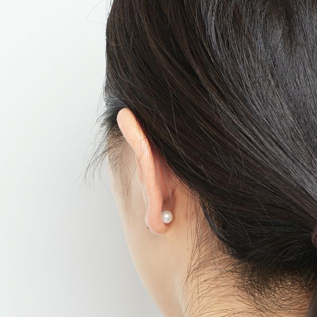 K10ダイヤモンドバー淡水パールキャッチピアス | STELLAR 