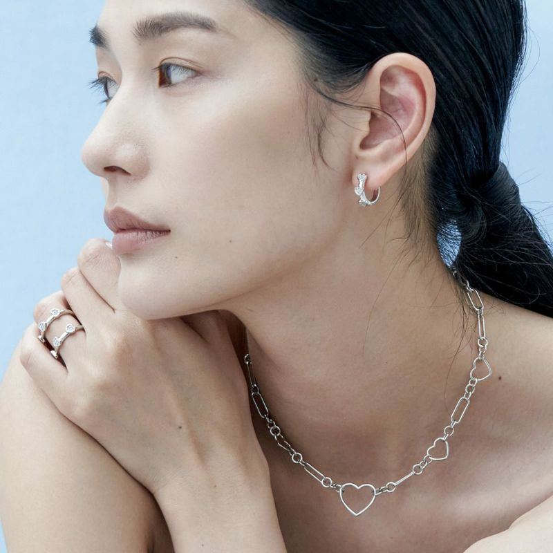 STELLAR HOLLYWOOD フープピアス ハートビジューフープピアス(シルバー) | STELLAR HOLLYWOOD