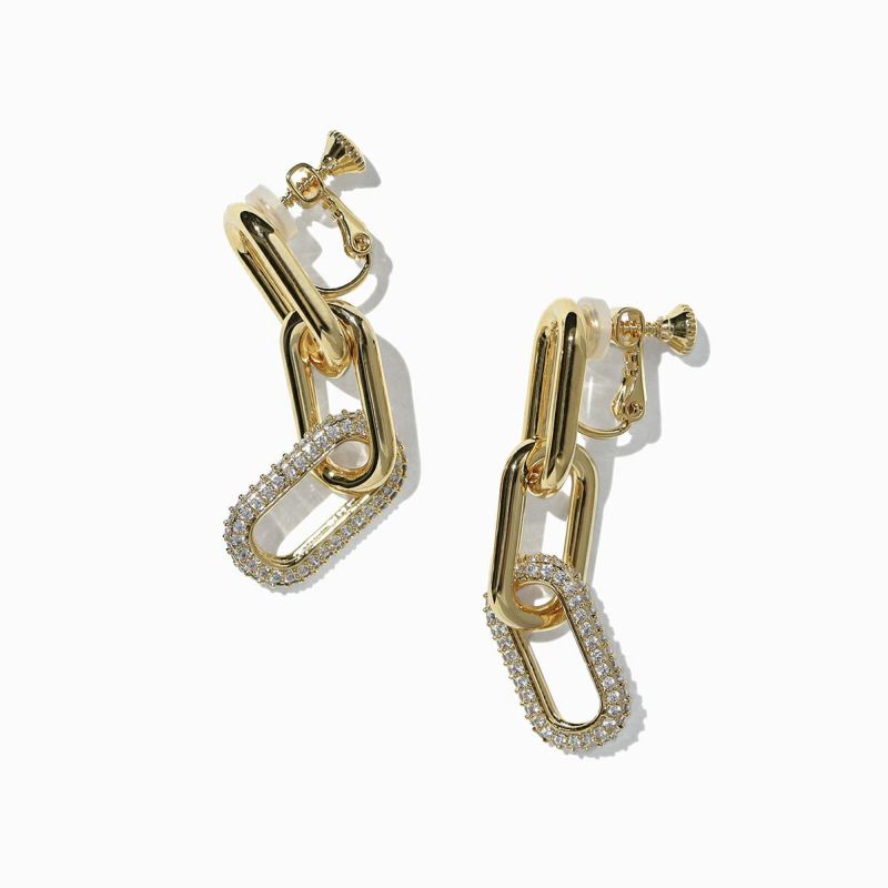 メタルシャイニーチェーンイヤリング(ゴールド)