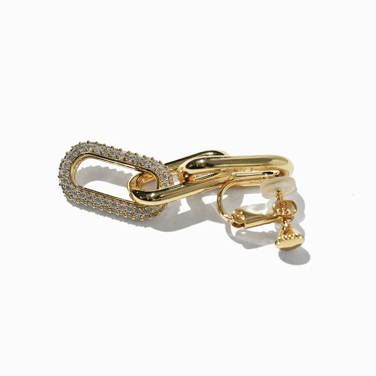 メタルシャイニーチェーンイヤリング(ゴールド)