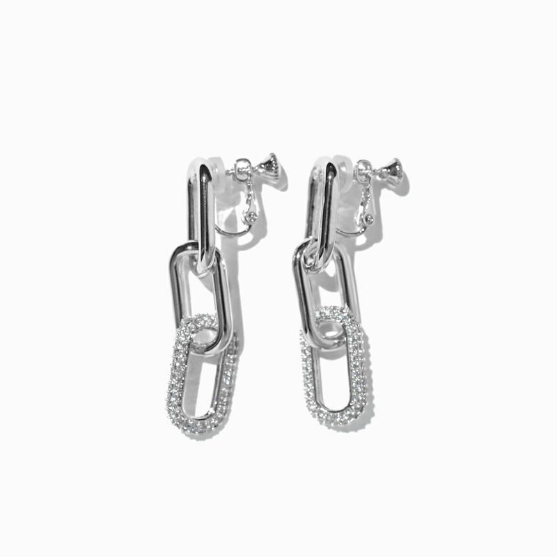 メタルシャイニーチェーンイヤリング(シルバー)