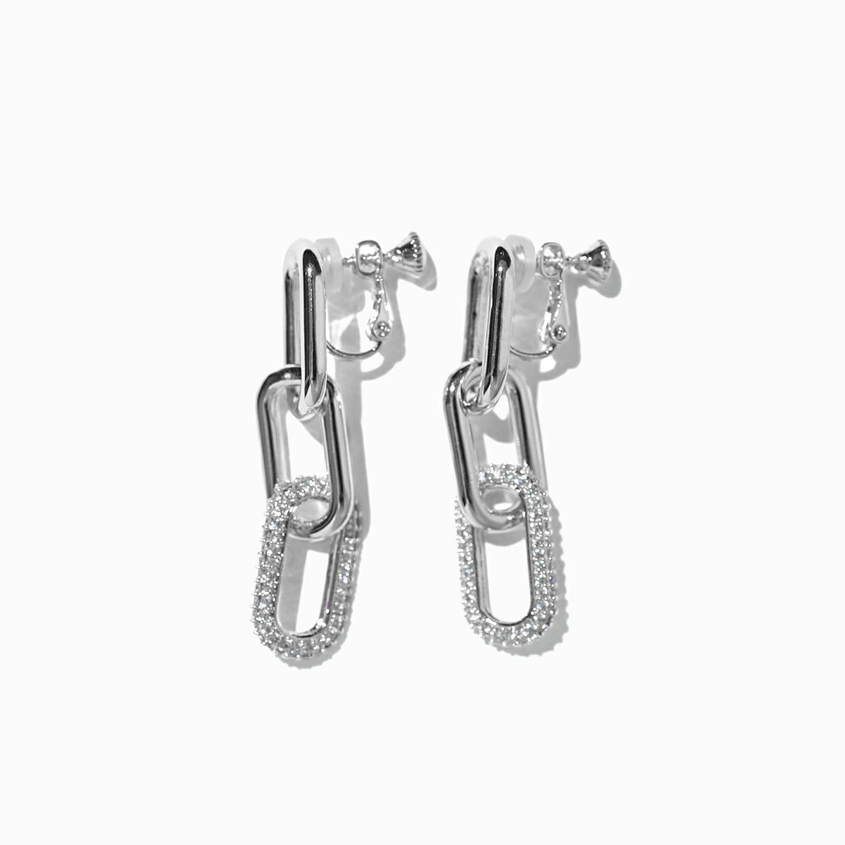 メタルシャイニーチェーンイヤリング(シルバー)