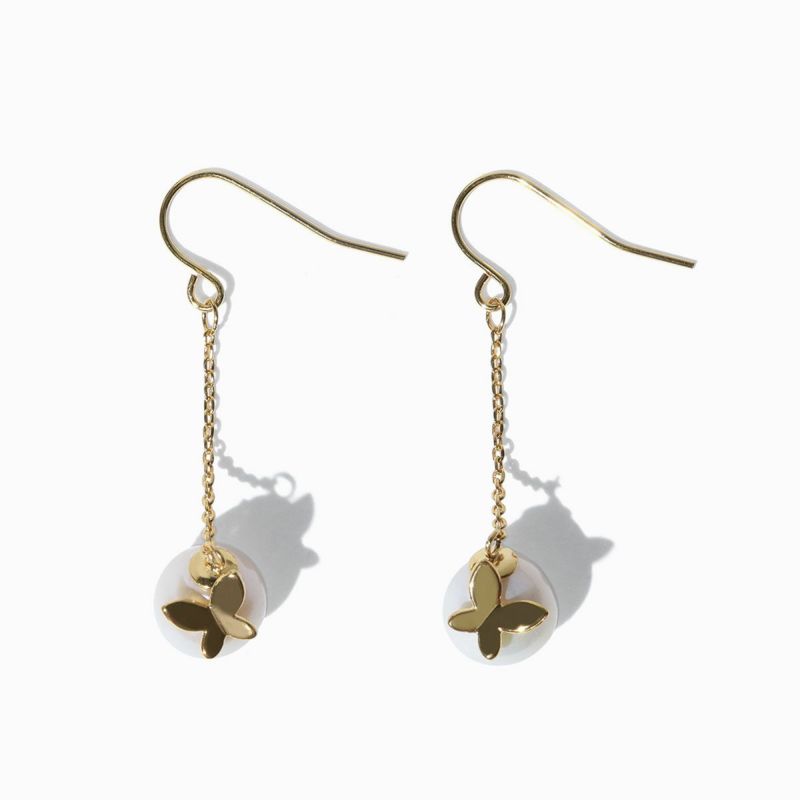 バタフライパールロングピアス