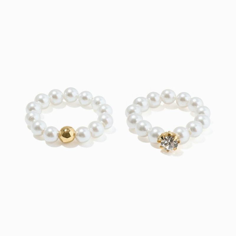 シェルパールピンキーリングセット(ゴールド)