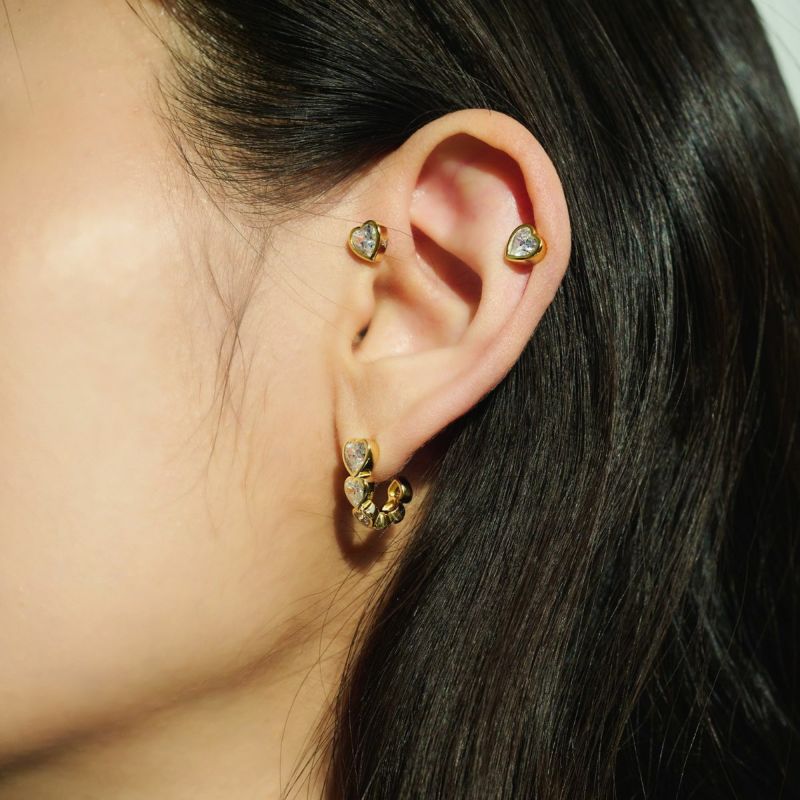 ピュアグロウハートフープイヤークリップ（ゴールド） | STELLAR