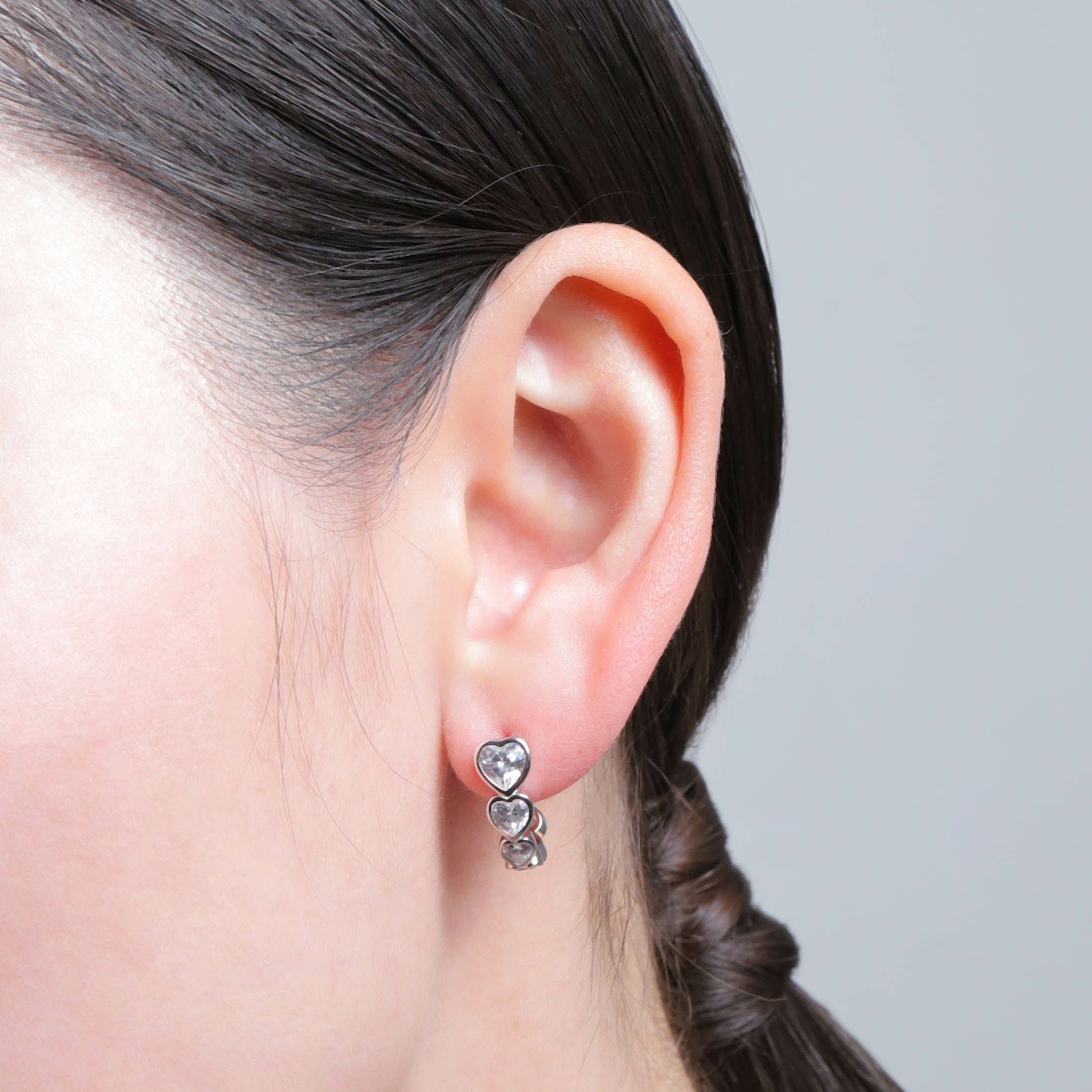 ピュアグロウハートフープイヤークリップ（シルバー） | STELLAR