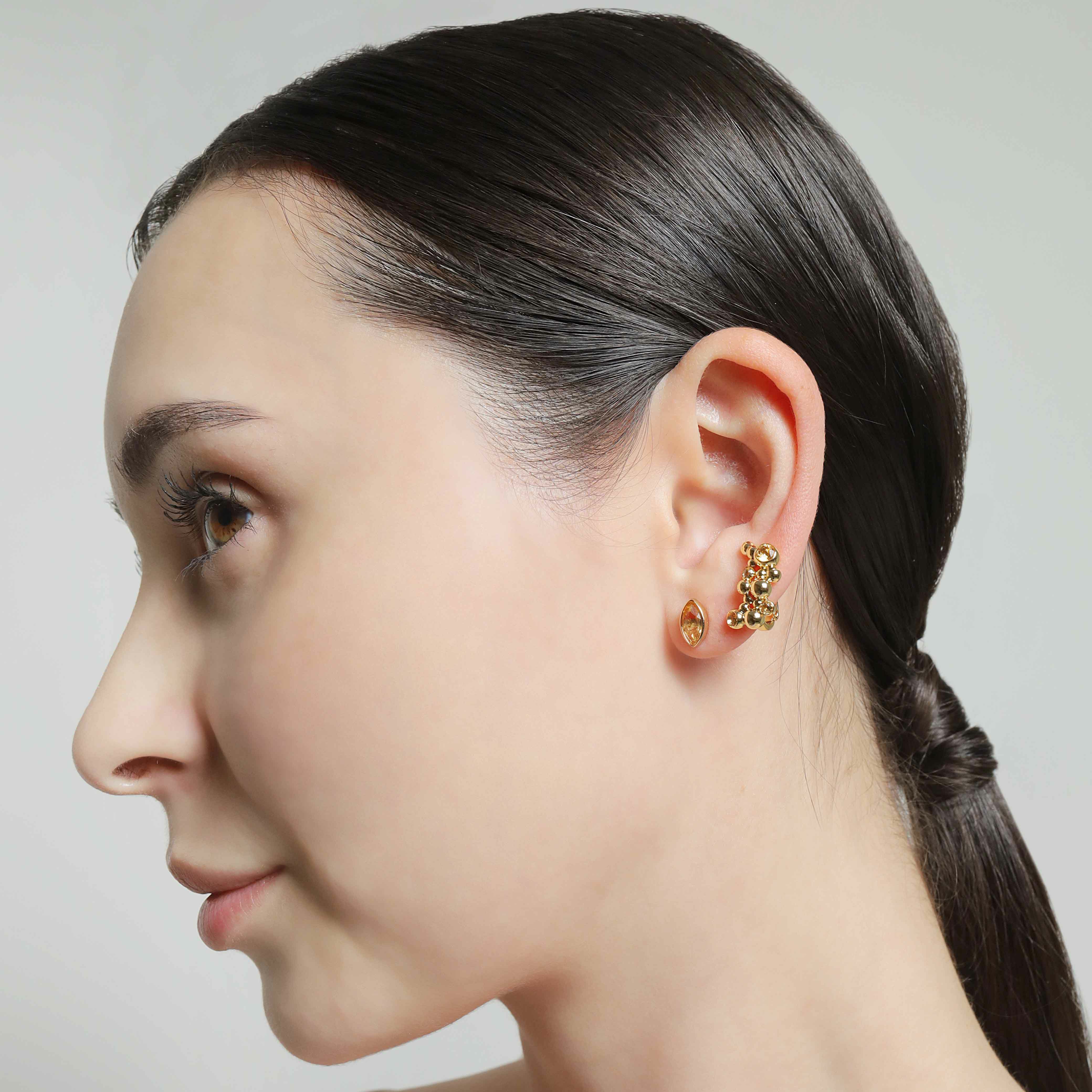 シトリンリーフスタッドピアス（ゴールド） | STELLAR HOLLYWOOD